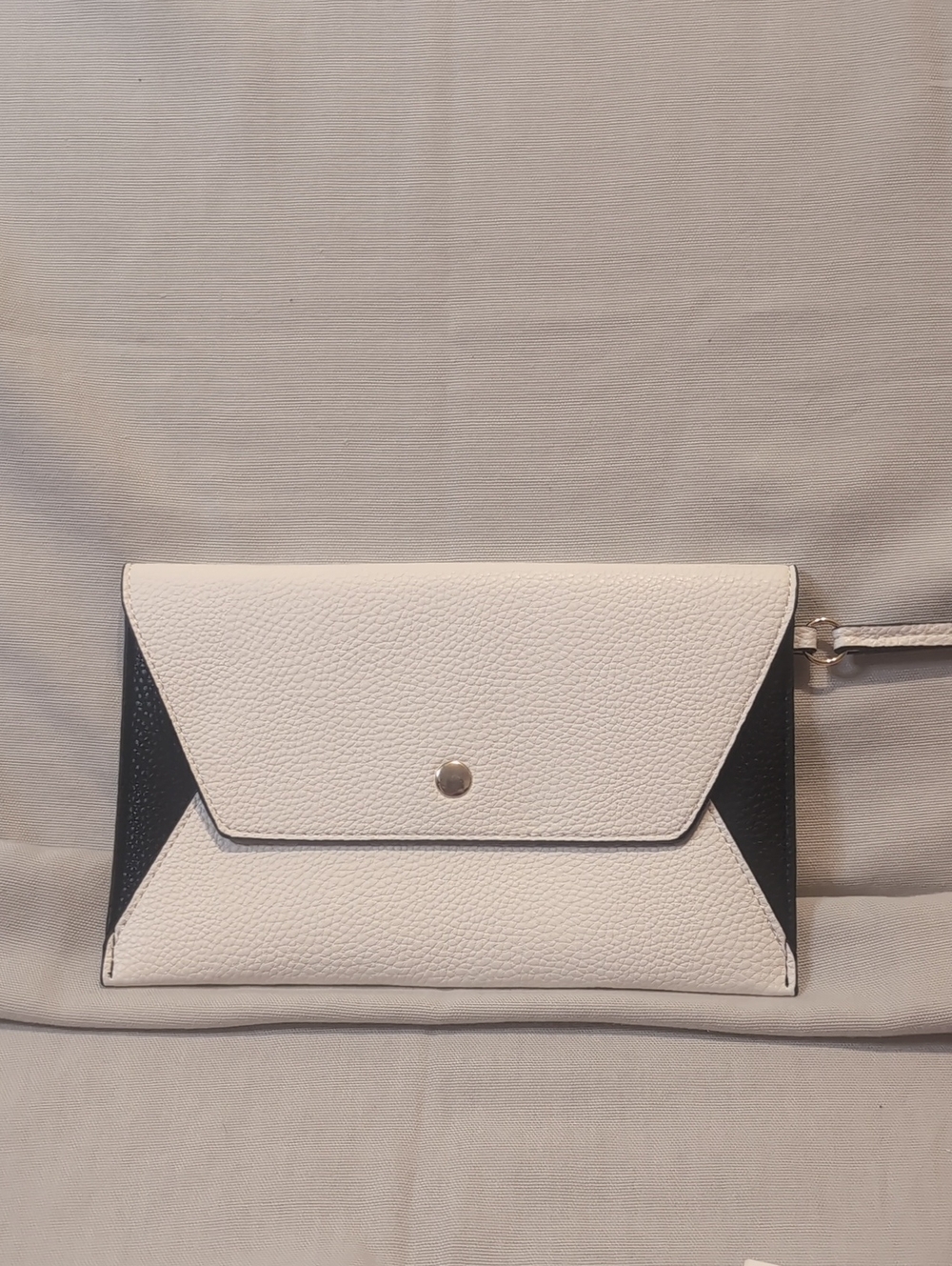 Iman White and Black Envelope Wristlet Clutch